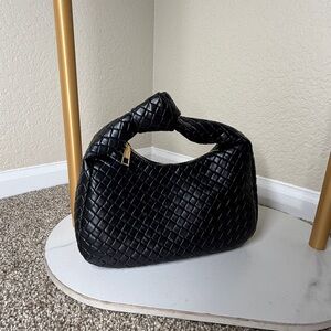 Elegant Black Woven Handbag
